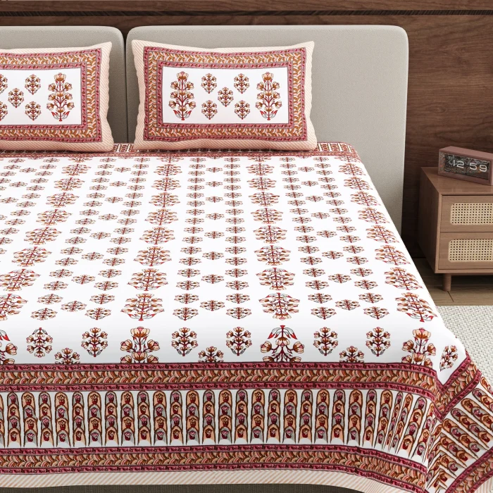 Super King Size Double Bedsheet with 2 Pillow Covers - Image 1