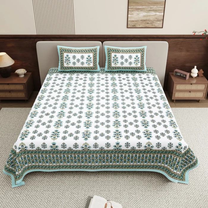 Super King Size Double Bedsheet with 2 Pillow Covers - Image 1