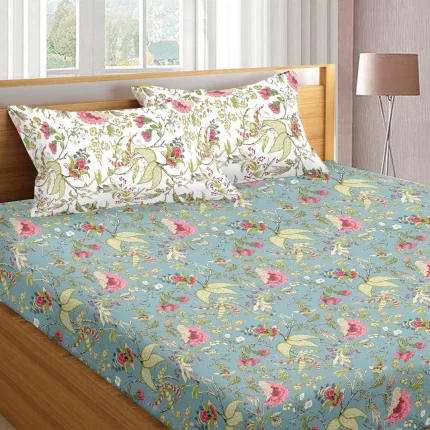 Pure Cotton Queen Bedsheet With 2 Pillow Covers
