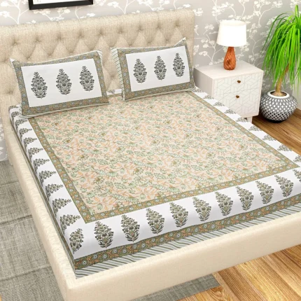 Pure Cotton Super King Bedsheet With 2 Pillow Covers
